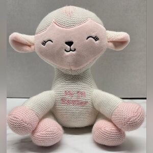 Dan Dee Easter Lamb Plush Baby Lovey Pink White Knit Stuffed Animal